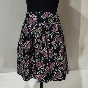 LOFT Purple Floral Box Pleat Short Skirt. NWT